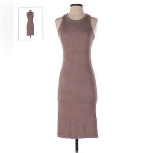 Rachel Zoe Ribbed Tan Sleeveless Sweater Dress Size M